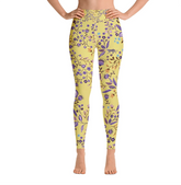 High Waist Yoga Leggings in Yellow Garden